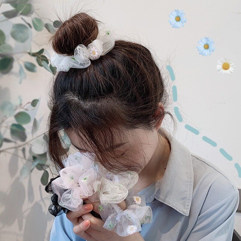 Dây buộc tóc  cột tóc vải hoa nhí Hàn Quốc mã D37  Dây Cột Tóc HATI