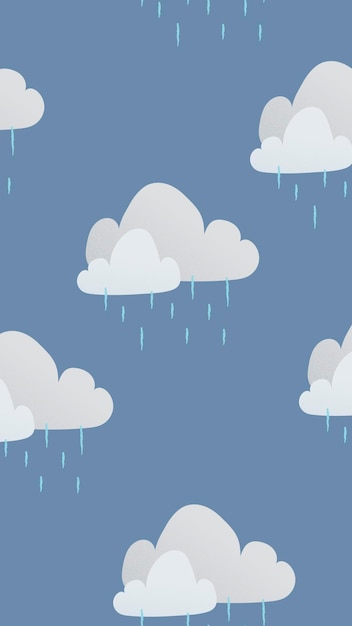 구름 Iphone 배경 화면, 귀여운 비오는 날씨 패턴 벡터 | 무료 벡터