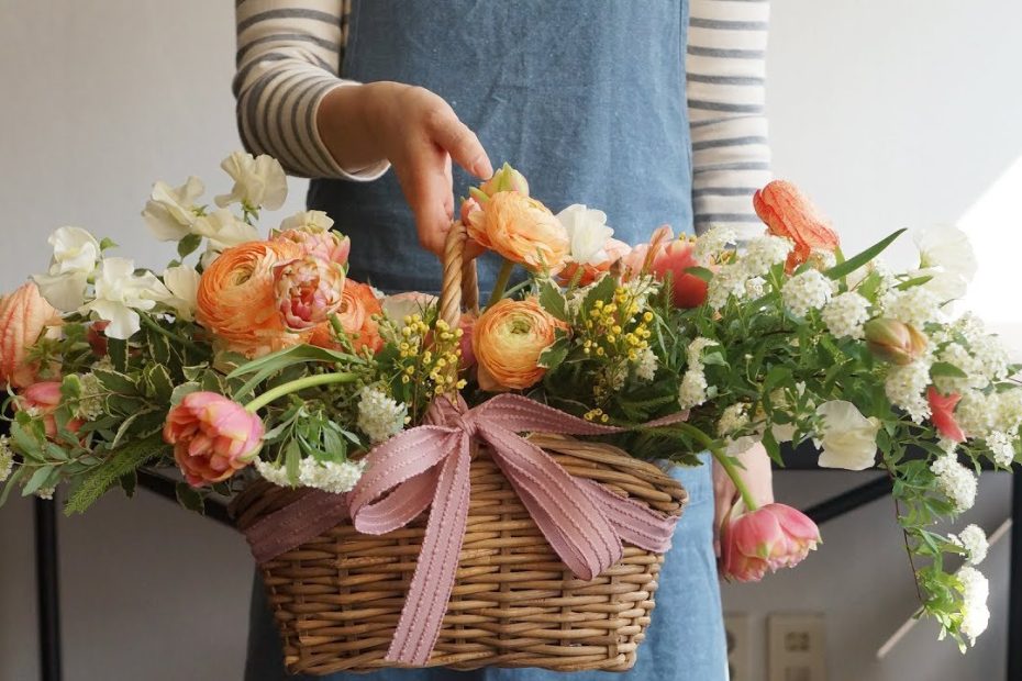 꽃수업] 손잡이가 있는 꽃바구니 만들기 / [Flower Lesson] Flower Basket Arrangement - Youtube