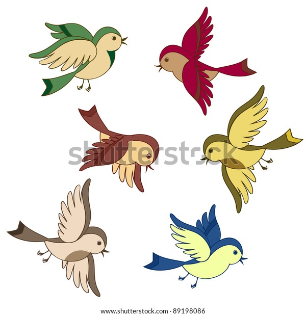 날아다니는 새 만화 스톡 벡터(로열티 프리) 89198086 | Shutterstock
